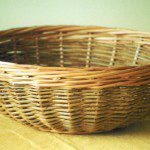 fruit basket in buff and green willow
