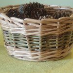 small round basket in willow